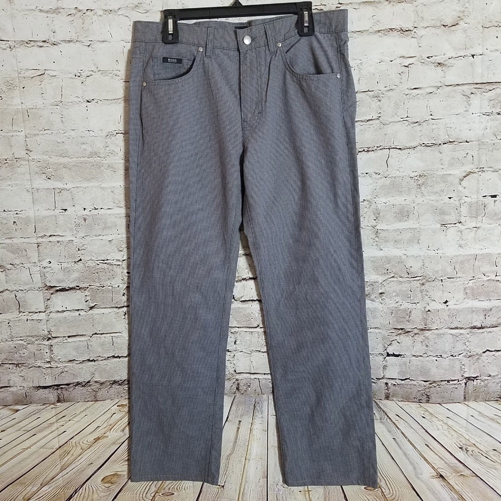 Hugo Boss Checkered Print Pant Gray & Black